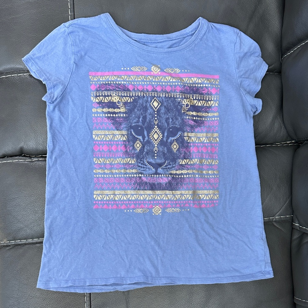 The Children's Place Blue Tee with Panther and Tribal Accents